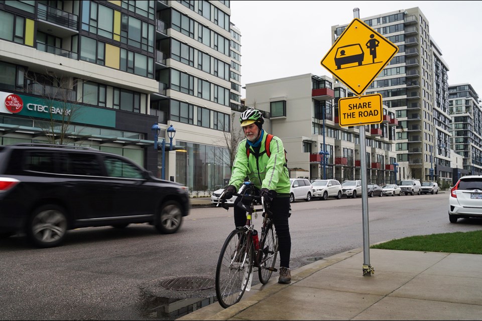 Cycling advocacy group HUB says it hopes bike lanes, in areas such as City Centre, will connect with a proposed new bridge. Photo by Graeme Wood/Richmond News