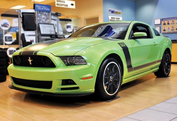 The 2013 Boss 302 isn't shy, as proven by its iconic hockey-stick stripe and shiny paint. It also might be one of the best Mustangs Ford has made in years. It is available at Cam Clark Ford in the Northshore Auto Mall.