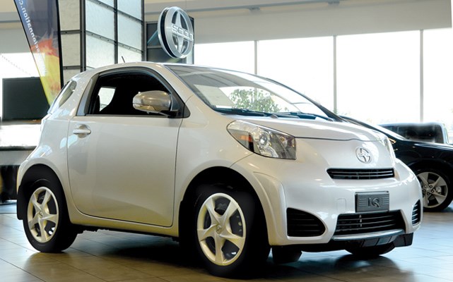 Measuring just three metres long and one and a half metres wide, the fun-to-drive Scion iQ is the smallest four-seater car in the world. It is available at Jim Pattison Scion in the Northshore Auto Mall.