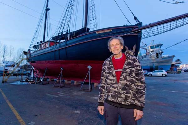 The Providence, with Commodore’s Boats’ Ryan Galovich, berthed in the dry dock at Shelter Island Marina in east Richmond.