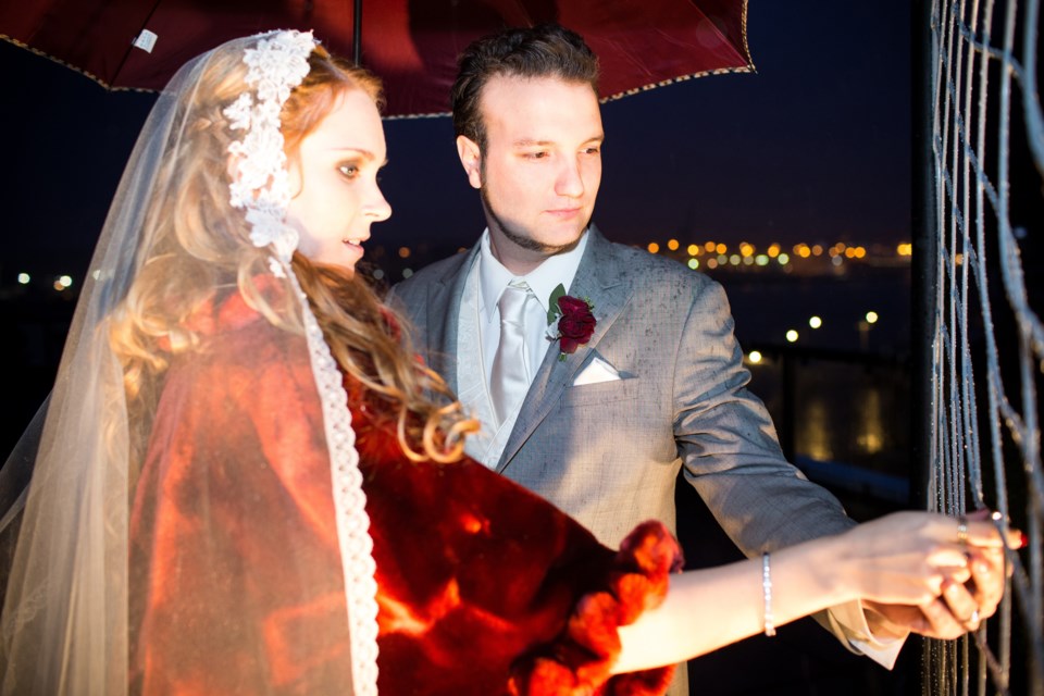 First love: Melissa and Fraser Davies became the first couple to place a lock on the new love locks sculpture at Inn at the Quay, after they married on the Valentine’s Day weekend.