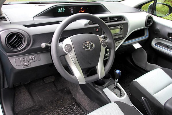 There's a lot of plastic in the Prius c's cabin but the finish has an interesting texture and subtle lines of colour that give it an appealing appearance.
