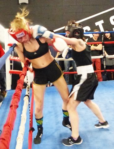 Angela Cantarutti won a hard-fought decision over Terris Smith of Victoria in a featherweight bout Saturday, Feb. 27 at Vancouver’s Eastside Boxing Club.
