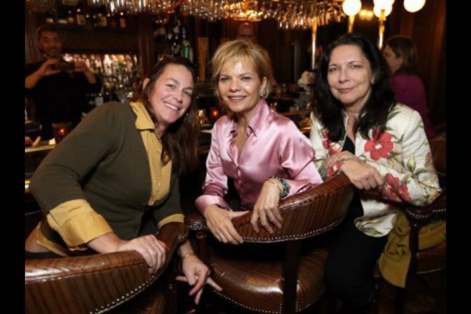 Victoria film producers Sarah Robertson, left, Patricia Sims and Barbara Hager returned to their favourite place of business for one last drink.