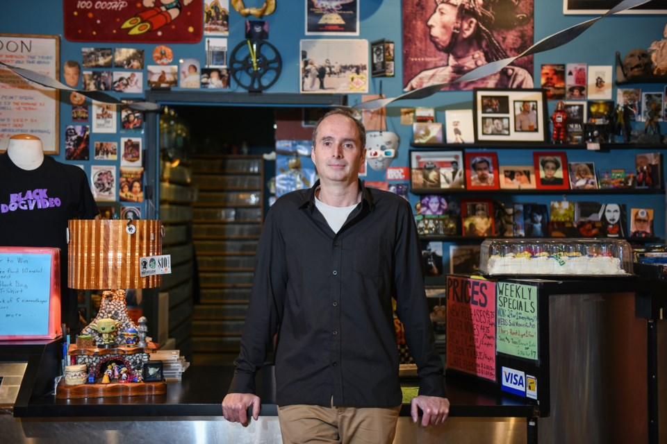 Black Dog Video owner Darren Gay is the last man standing in Vancouver’s video rental world after Limelight Video on the west side announced its closure at the end of the month. They Live Video closed in 2014 and Videomatica shut its doors in 2011. “It was a community,” said Gay of being one of many stores a few years ago. “Now it’s a community of one.” Photograph by: Rebecca Blissett