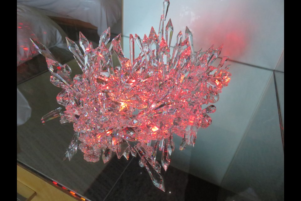 The crystal "fireplace" in our room at Sparkling Hill Resort. Photo Sandra Thomas