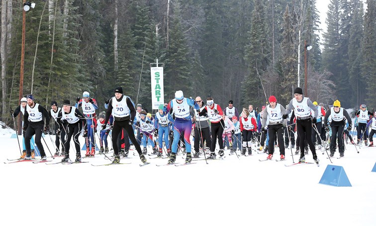 It was a mass start at the beginning of the Stride and Glide Sports Spirit of the Rivers Loppet on Sunday at Otway Nordic Centre. Citizen Photo by James Doyle March 13, 2016
