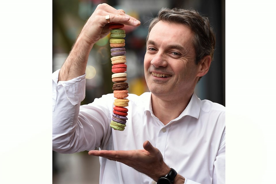 Faubourg's Franck Point performs some macaron magic prior to Macaron Day, which is March 20, in case you didn't know. Photo Dan Toulgoet