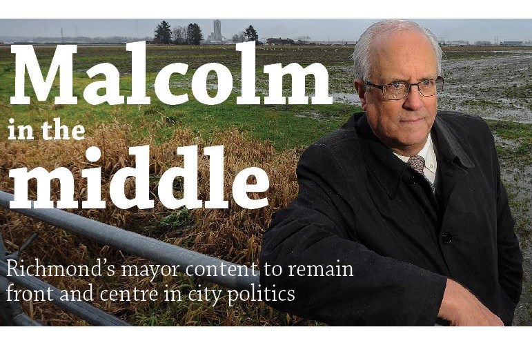 Richmond Mayor Malcolm Brodie stands in front of Gilmore farm, which Port Metro Vancouver has bought for potential development. Brodie is actively fighting any land use changes to Lulu Island farmland. The Province photo