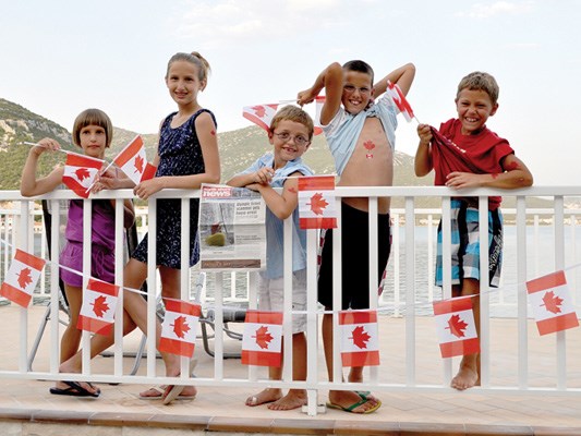 Lucia Borovac, Matija Borovac, Luka Bozic, Petar Borovac and Bojan Kozina celebrate Canada Day in the small village of Klek on the Croatian coast.