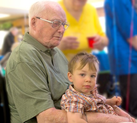 Ernest (Ernie) Fitch was born on June 20, 1905. Friends and family - including great-great-grandson Devon Mitten - celebrated his 107th birthday with him at a party at Evergreen House. This has been a big month for Ernie. He also attended the wedding of his great-grandson Scott Mitten on Grouse Mountain, and did a reading during the ceremony. Happy birthday!