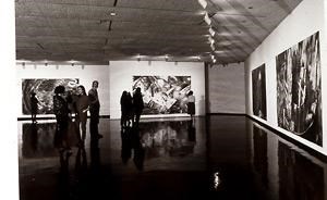 Visitor talks about art and social change