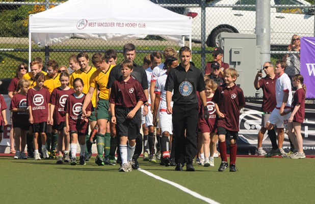 Youth teams marched out with the Men for the opening ceremony.