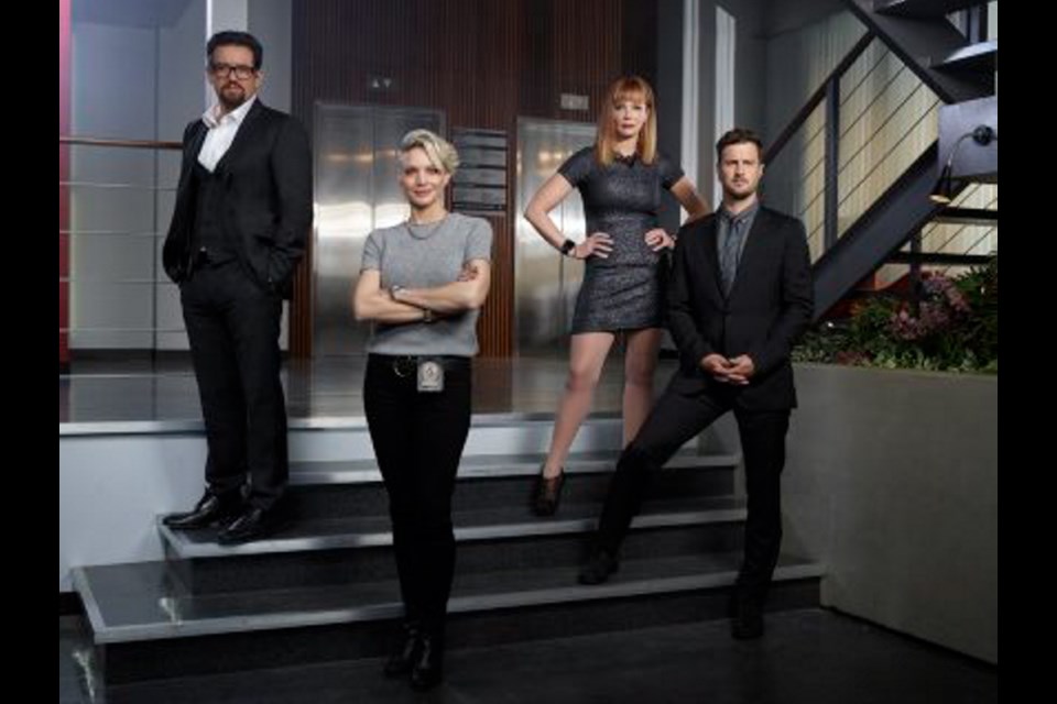 Kristin Lehman, foreground, stars with, from left, Louis Ferreira, Lauren Holly and Tofino's Brendan Penny in Motive.