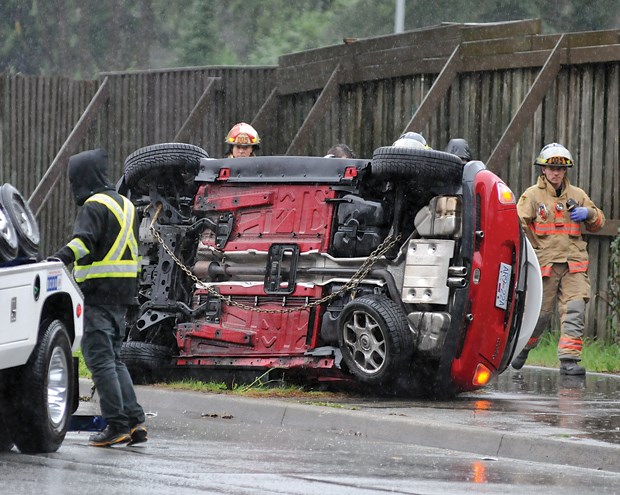 flipped car