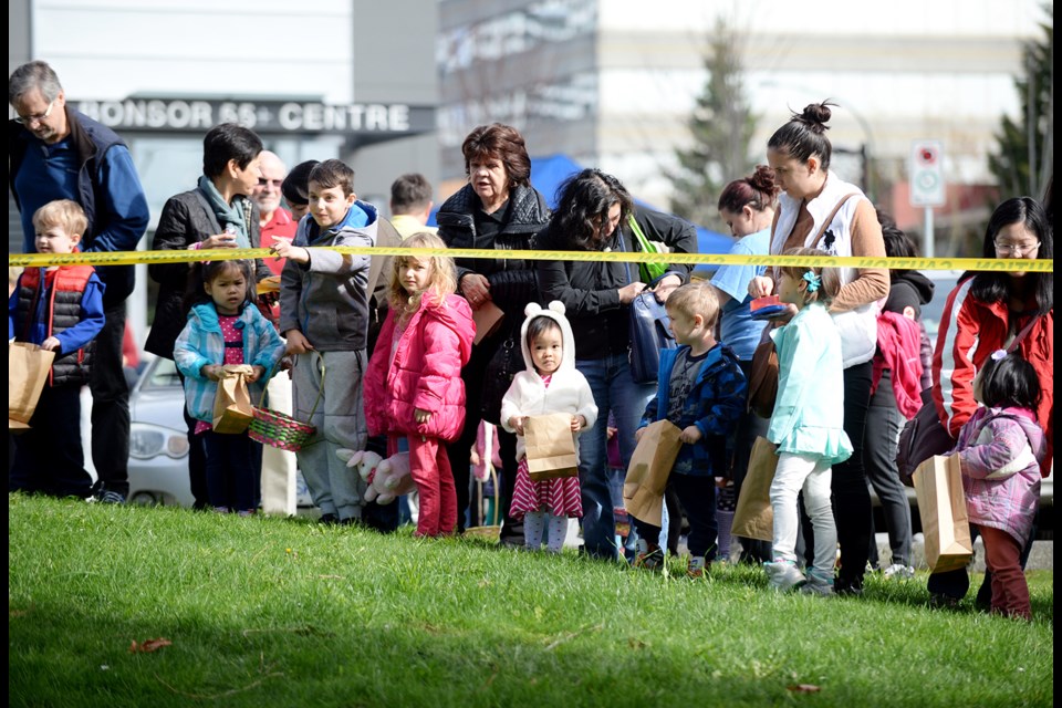 Kids get ready for all the fun at the Bonsor seniors' Easter egg hunt.