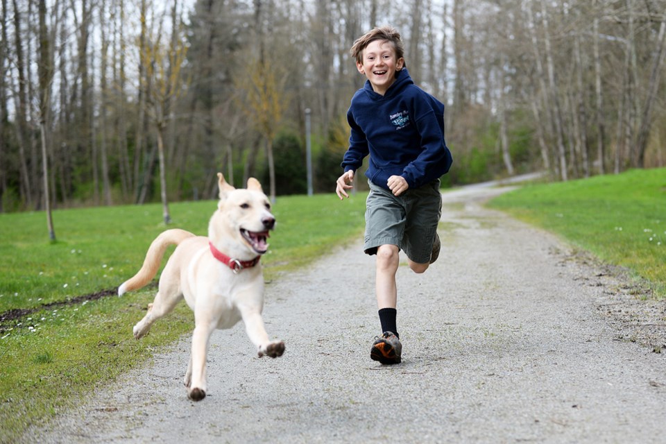 Jack runs with Anderson Cooper - or ‘Cooper’ for short. The dog was found nearly dead in an abandoned building on a Matsqui farm, but Jack's family is adopting him, thanks to The Journey Home Dog Rescue.