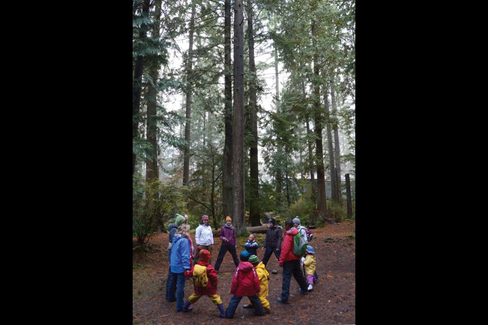 The Fresh Air Learning session starts with circle time in nature's playground.