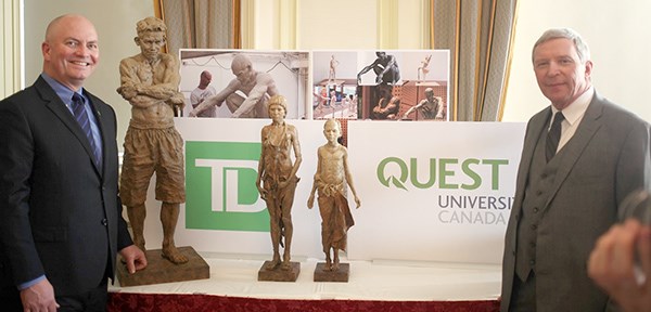 James Kershaw (left), TD's Pacific regional head of private wealth management, and Peter Englert, president and vice-chancellor of Quest University Canada.