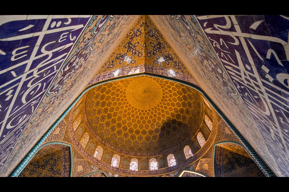 The ceiling of the Mosque of Sheikh Lotfollah, one of the architectural masterpieces of Safavid Iranian architecture, in Isfahan, Iran. Photo Peter Langer