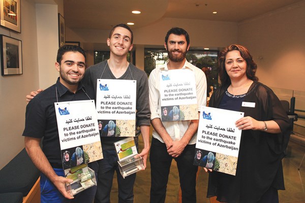 Youth co-ordinators Sam Seyedin and Shahab Zareyan with foundation members Pedram Mafakherian and Shohrah Moavenian