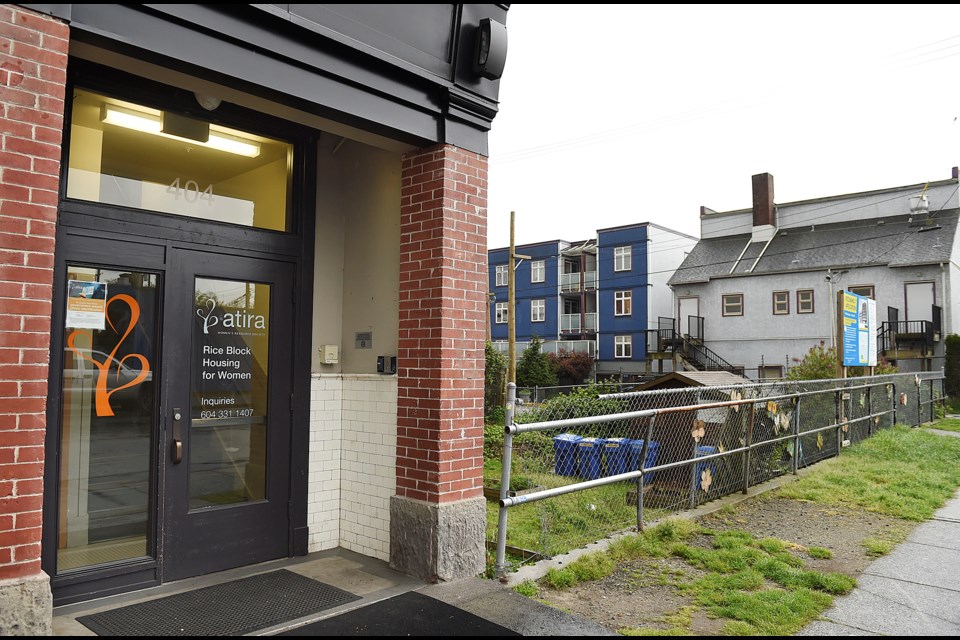 Atira hopes to build a seven-storey social housing complex for women and children next to the Rice Block on Hawks Avenue. Photo Dan Toulgoet