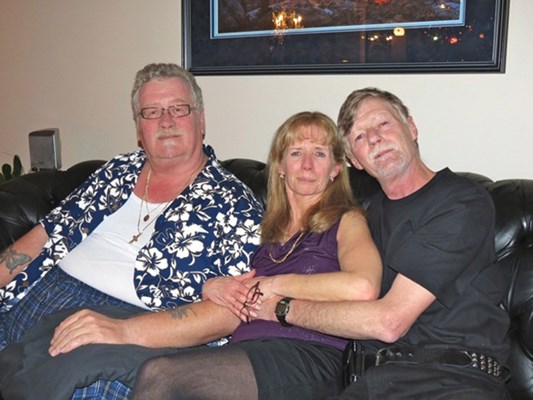 Douglas Lalonde (right) visits his brother David and sister Barb on Christmas Day. Lalonde died in a fire in the shipping container where he was living Jan. 3.