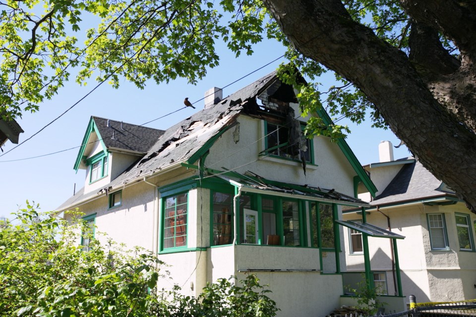 Firefighters put out a suspicious fire Wednesday morning at 959 Pembroke St. in Victoria.