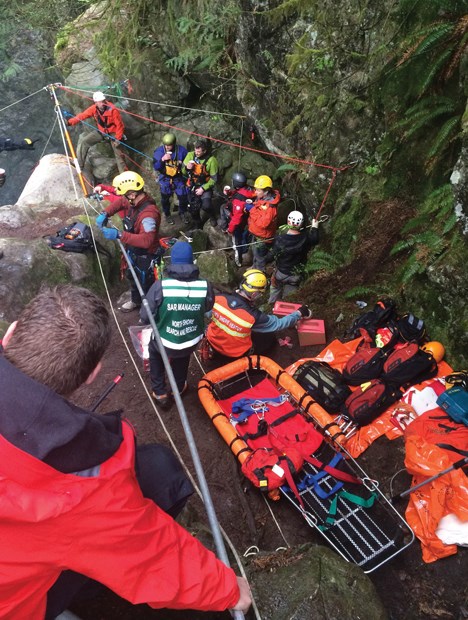 North Shore Rescue prepare for a highly technical recovery of the body of a teen from Lynn Canyon. photo supplied, North Shore Rescue