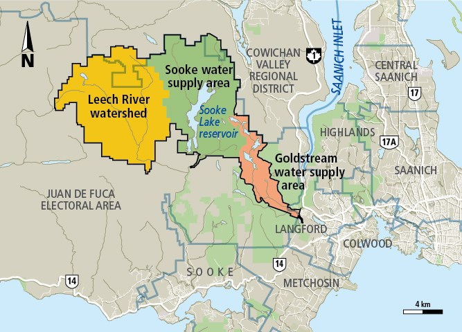Leech River watershed map