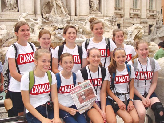 Lions Area Girls Guides visit Trevi Fountain in Rome during a trip to Europe.