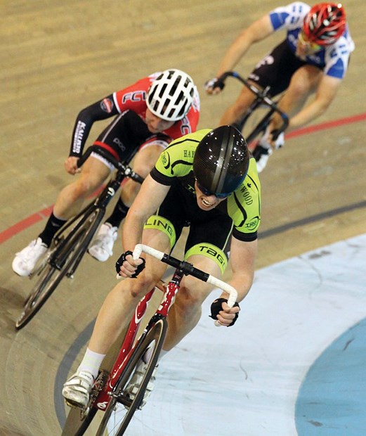 Cam Fitzmaurice pours on the speed during the Canadian Track Championships. photo supplied