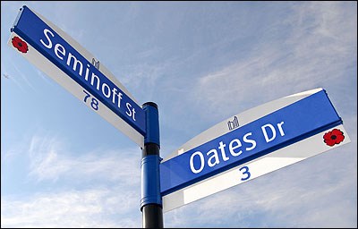 Street signs soldiers