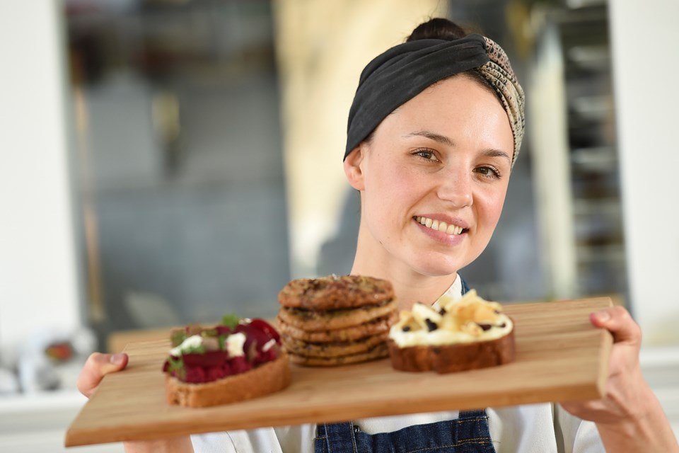 East Van Roasters Bakery, with the help of “culinary nomad” Brooke Lodge, has been churning out carbs galore, from a colourful array of savoury Irish soda bread toasts to banana-ginger-chocolate loaf, salted chocolate cookies and flourless dark chocolate brownies. Photo Dan Toulgoet