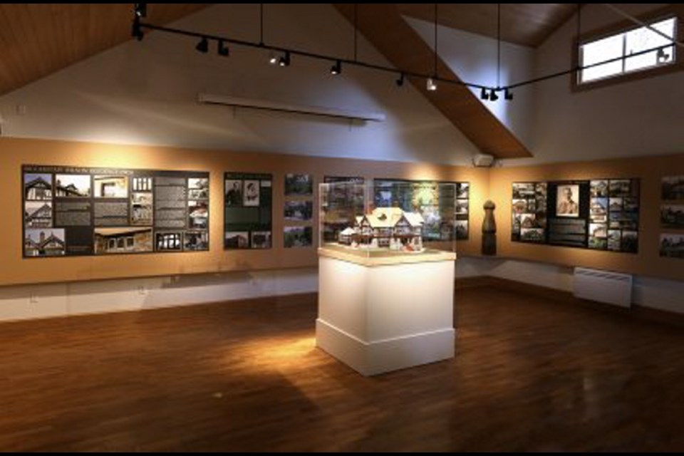 A display area on the main level includes a scale model of a Rockland home designed by Samuel Maclure, and details about the home's history and restoration.
