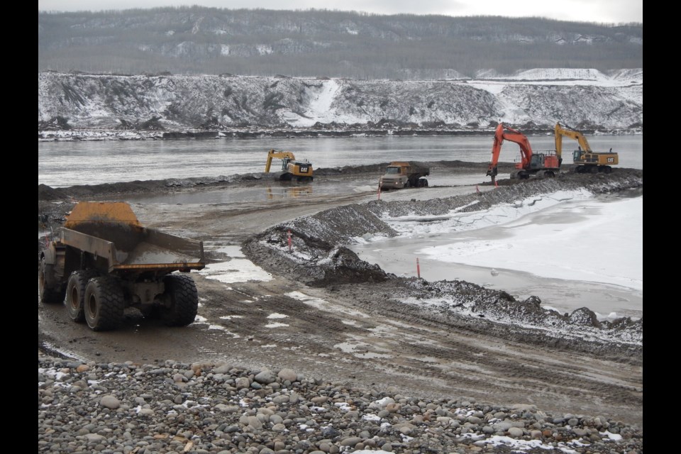 In-river excavation on the Site C dam early 2016.