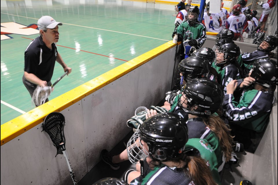 New Westminster takes on Burnaby in a bantam girls lacrosse game at last week's Dorothy Robertson Memorial Lacrosse Jamboree.