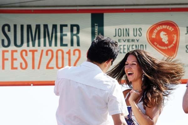 Jane Tocheva and Frank Vi dance during SummerFest at Lonsdale Quay.