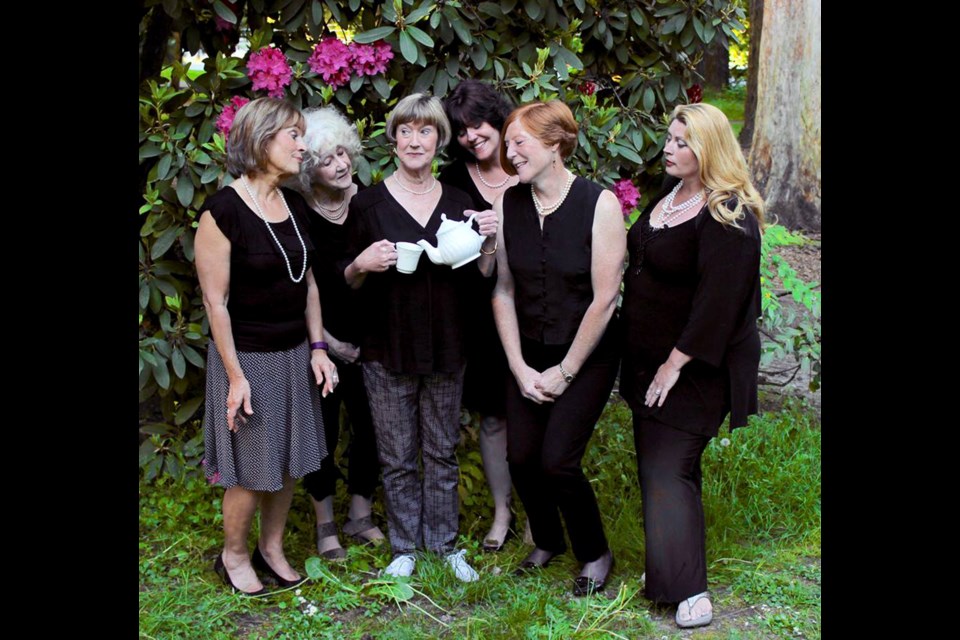 Elaine Francis, Joan Koebel, Nancy Ebert, Carol L. Mann, Beverley Field and Emma Greenhalgh appear in the Vagabond Players production of Calendar Girls.