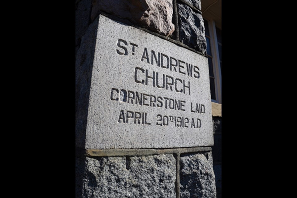 The cornerstone of St. Andrew's United Church in North Vancouver was later
laid in 1912 on land donated by George McBain. St. Andrew's remained
Presbyterian until 1926, one year after the United Church of Canada was
formed.
