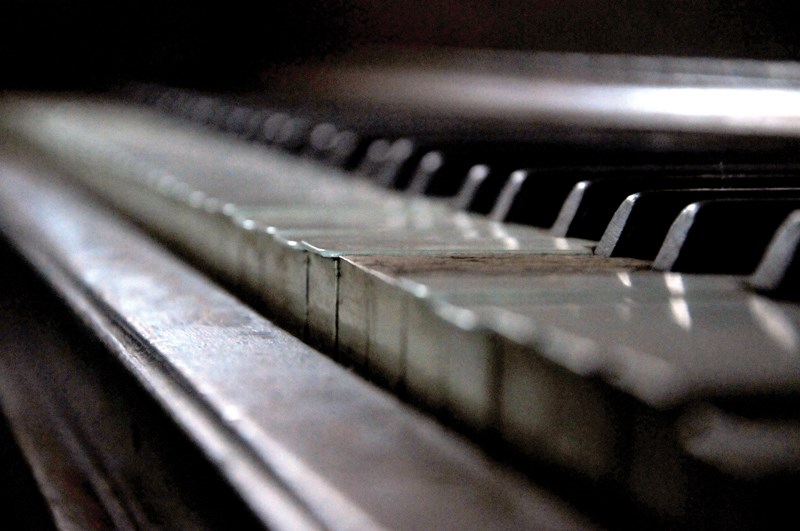 Al Neil's keyboard in the Blue Cabin on the North Vancouver waterfront.