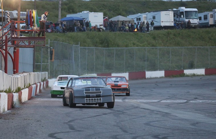 Racers make their way around the track during a heat for the Canadian Tire Street Stocks class. Saturday marked the opening day of racing for the 2016 season at PGARA Speedway. Citizen Photo by James Doyle May 28, 2016