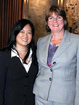 MLA Naomi Yamamoto and North Shore Credit Union's Sue Godey.