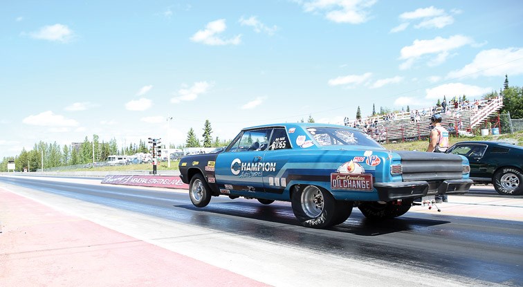 Two racers leave the start line on Saturday in the first day of the second bracket race of the season at Rolling Mix Concrete Raceway at Nitro Motorsports Park. Racers will also be hitting the track on Sunday for the second day of the weekend doubleheader. Citizen Photo by James Doyle June 4, 2016