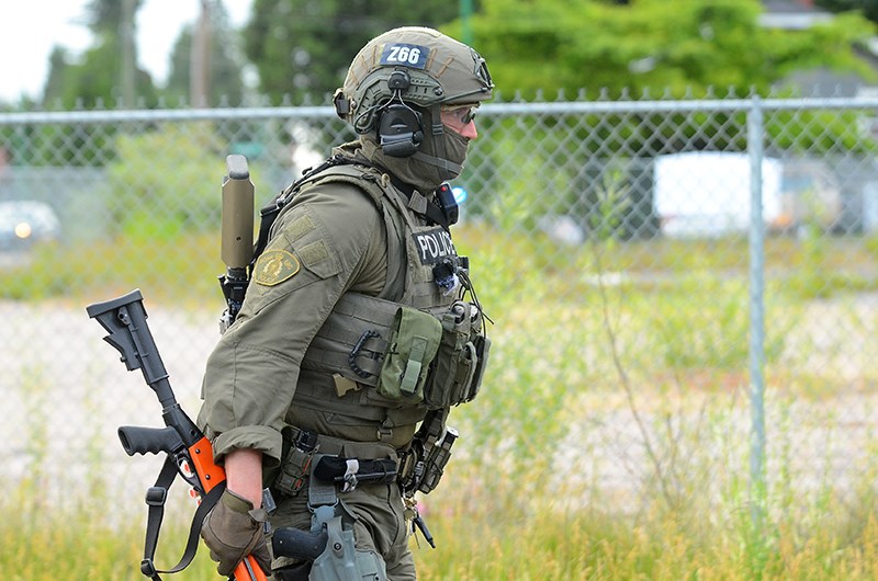 The Lower Mainland District Emergency Response Team was in Burnaby Thursday morning responding to reports of a man in distress who allegedly had a gun.