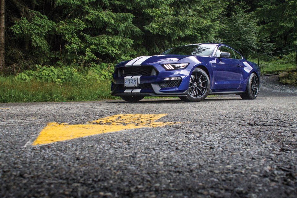 The Ford Mustang Shelby GT350 is a lot of car: manual transmission; the most powerful naturally aspirated engine Ford has ever made; massive brakes; super sticky tires and bulging bodywork that looks as if it can barely contain the monster inside. The fun really starts, however, when you hit that big red button marked “Start.” photo supplied Brendan McAleer