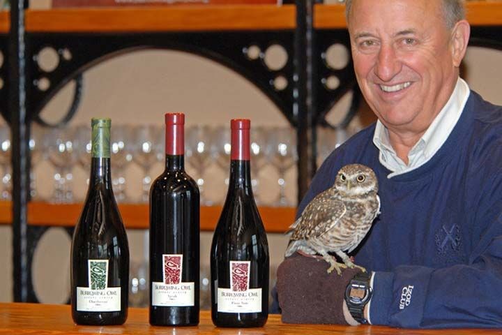 Founder and proprietor of Burrowing Owl, Jim Wyse, with the original burrowing owl and a few examples of its namesake. Photo submitted.