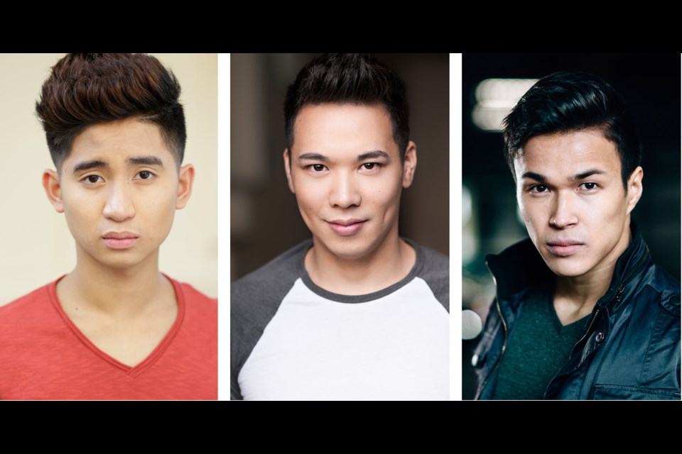 From left: Caleb Lagayan, Damon Jang and Kai Bradbury are all from Burnaby, and they all appear among the Sharks in the Theatre Under the Stars production of West Side Story.