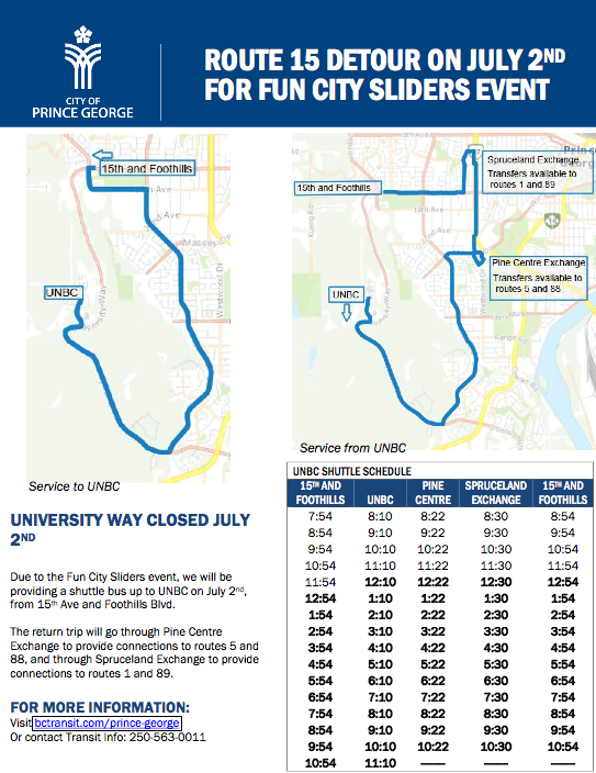 Detour schedule