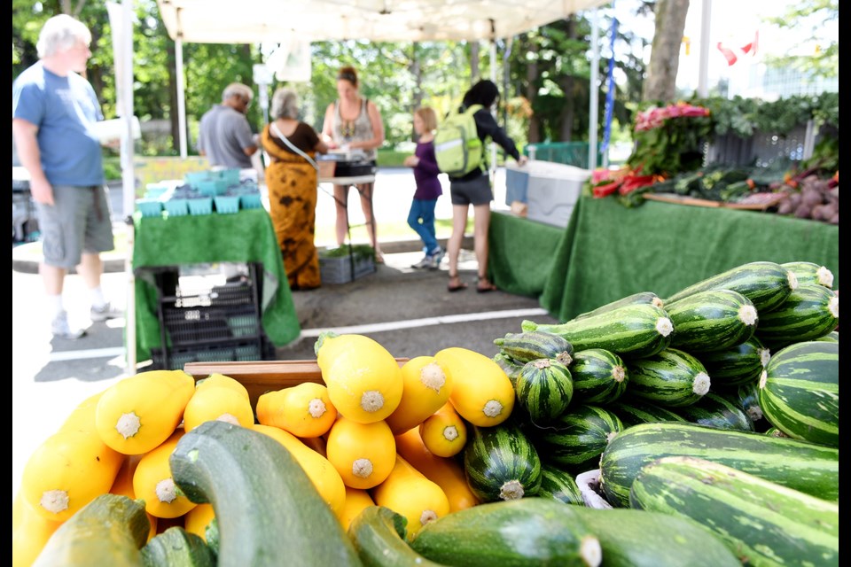 Shoppers enjoy the Burnaby Farmers' Market on July 2.